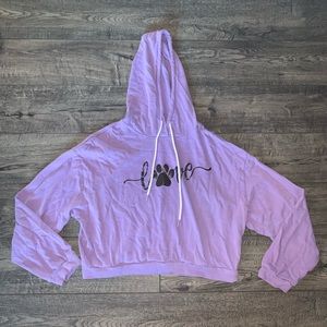 Lavender Love Paw Print🐾Cropped Hooded Sweatshirt